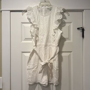 White eyelet shorts romper